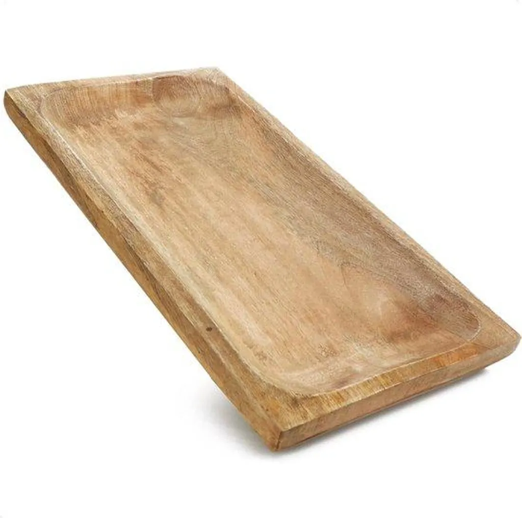 Plateau de Service Rectangulaire en Bois - Accessoire Déco Maison Chic