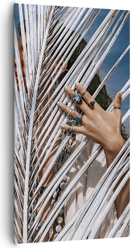 Bild auf Leinwand - Leinwandbild - Einteilig - Hände Finger Schmuck - 65x120cm - Wand Bild - Wanddeko - Wandbilder - Leinwanddruck - Bilder - Wand...