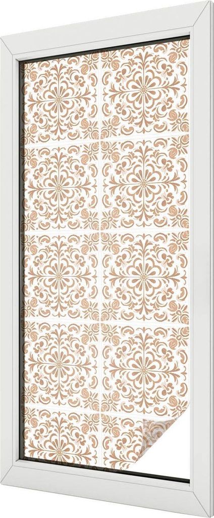Buntglas Fensterfolie – 116x50 cm – Stained-Glass Design – blickdichte dekorative Sichtschutzfolie – selbstklebend, UV-Schutz – Klassisch...