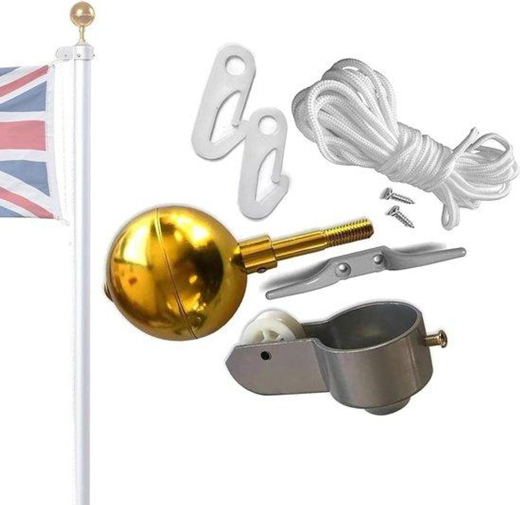 Flaggenmast-Baukasten - Flaggenmast-Ersatzteil - Flaggenmast-Service - Hochwertiges Aluminium-Gussteil - Einsetzbautes Zubehör - Edelmetallfinish