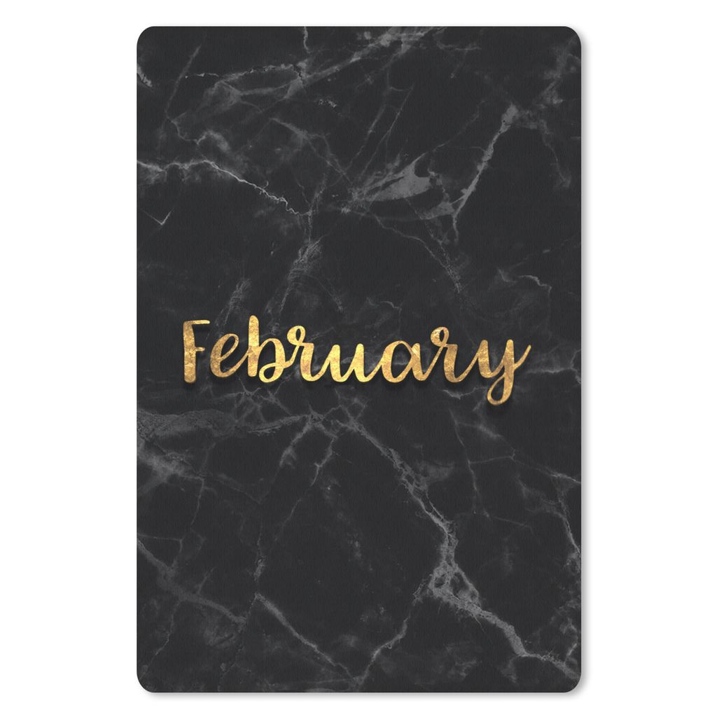 MuchoWow Mauspad Mousepad Kalender - Februar - Gold - Marmor 40x60 cm - Mousepads - Maus Mat - Pad - Mausunterlage - Schreibtisch Accesoire