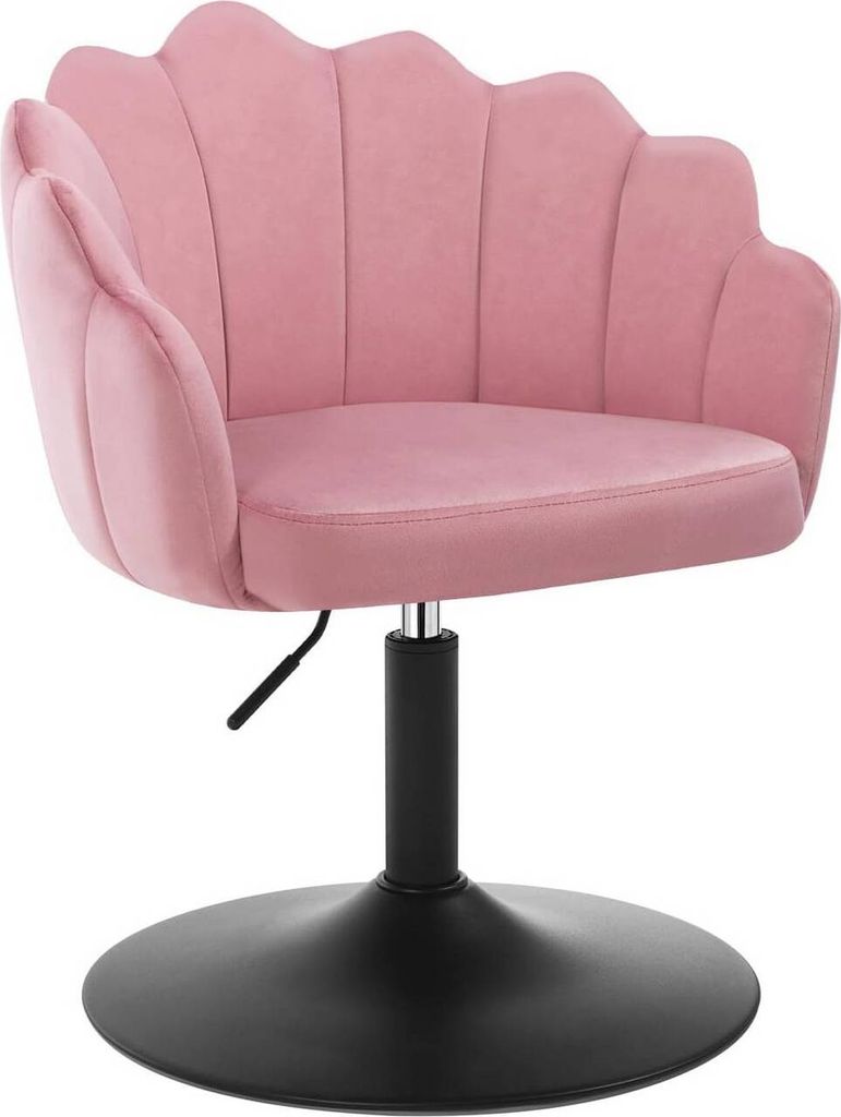 WOLTU Schminkstuhl, mit Lehne, Blumenform, höhenverstellbar drehbar, Samt, Metall : Rosa Farbe: Rosa