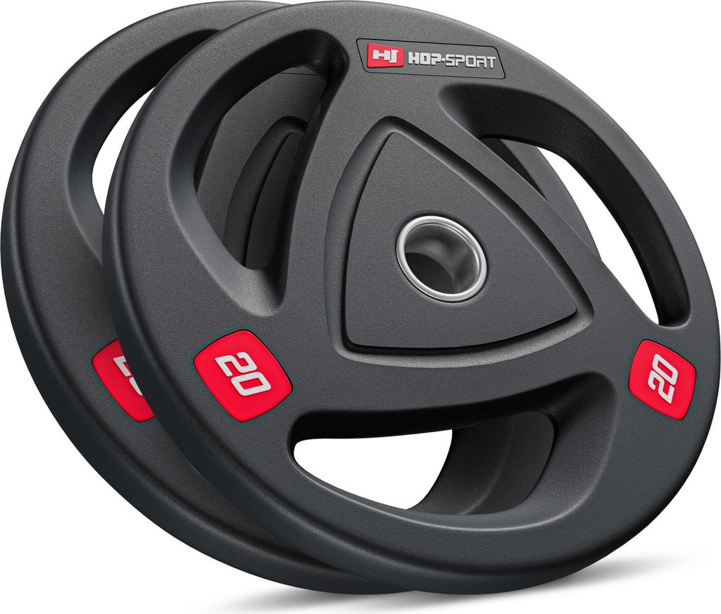 Hop-Sport 40 kg Profi Studio Gusseisen Olympia Hantelscheiben Set 50mm gummiert Guss Gewichte Hantel Set 50/51 mm Bohrung 2x20 kg