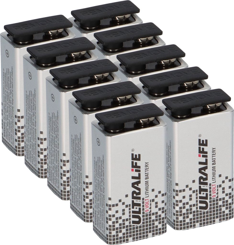 10x Ultralife U9VL-J-P - 9V Block Power Cell Lithium Batterie 9V 1200mAh