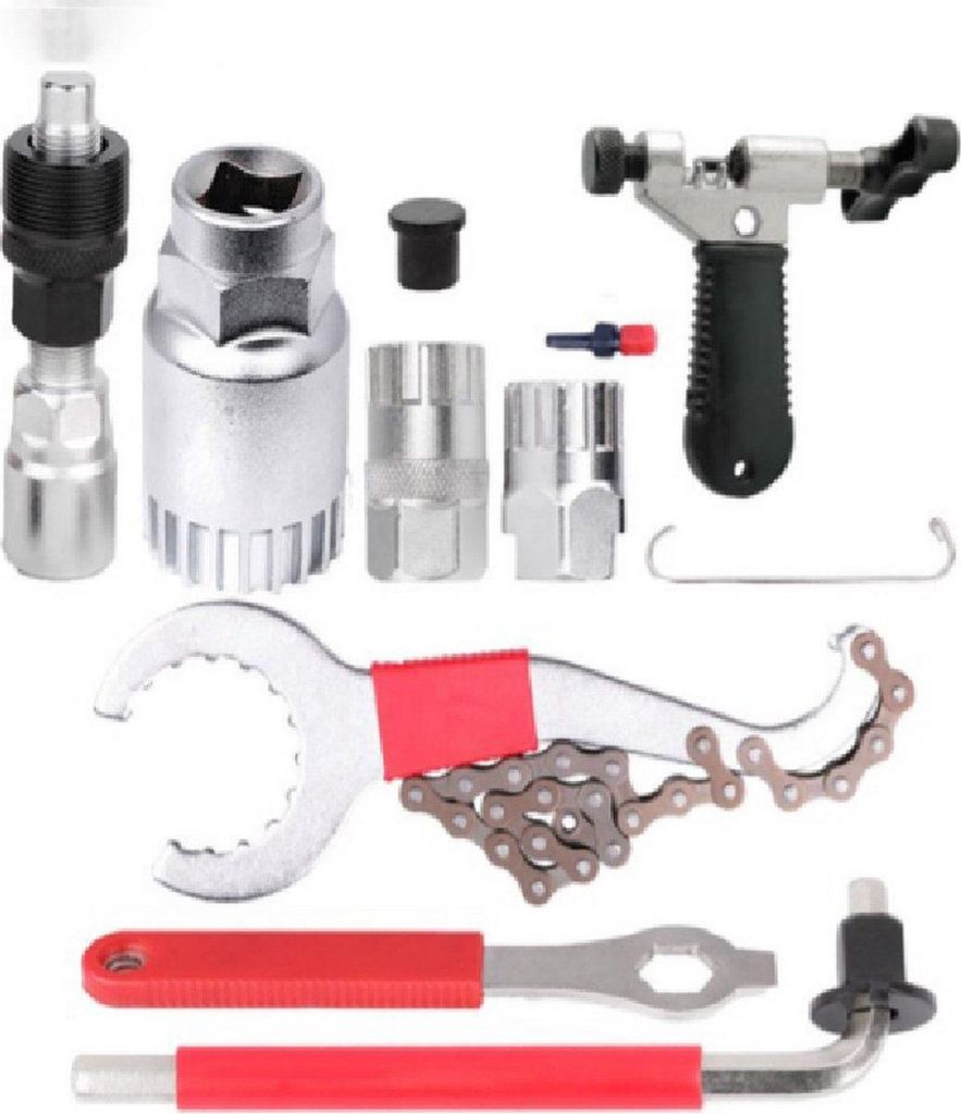 Happyment Mountainbike Reparatur-Kit – 8-teilig – Fahrradwerkzeug Set – Kette, Ventil & Zahnrad