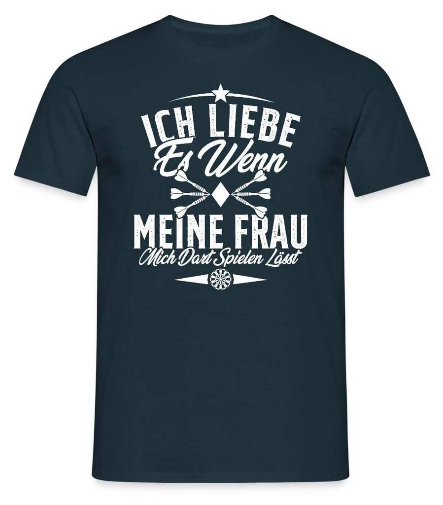 Spreadshirt Darts Ich Liebe Es Wenn Meine Frau Mich Darts Spielen Lässt Männer T-Shirt, M, Navy