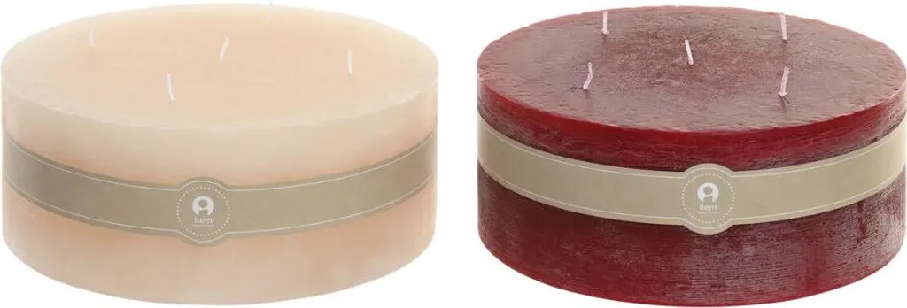 Bougie Rouge Crème Noël ESPRIT 25x25 cm : Design Carré et Élégant x2