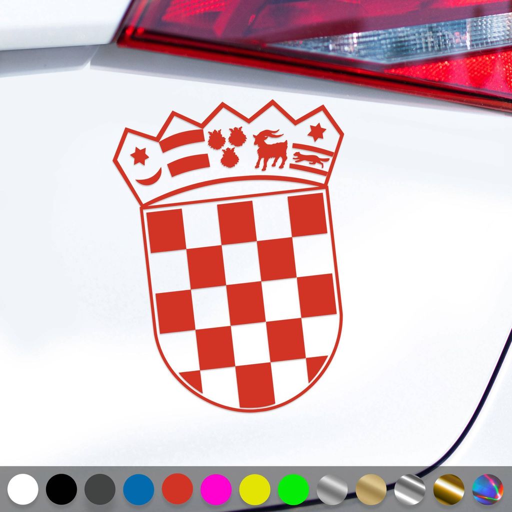 PantherPixel Kroatien Aufkleber Wappen Croatia Hrvatska Sticker Auto Geschenkidee Farbe Rot