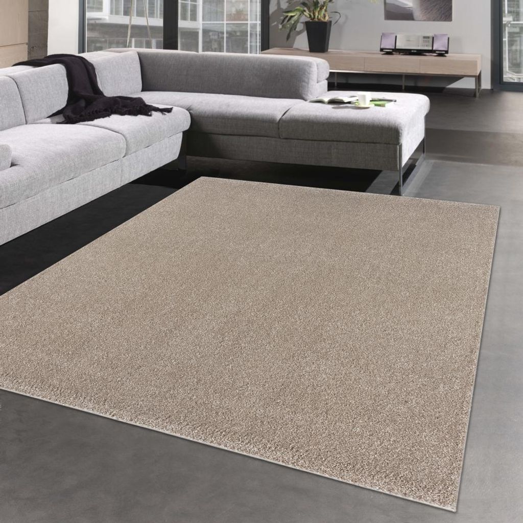 Teppich für Diele & Flur – langlebig – Unifarbe in beige Größe - 160 x 230 cm