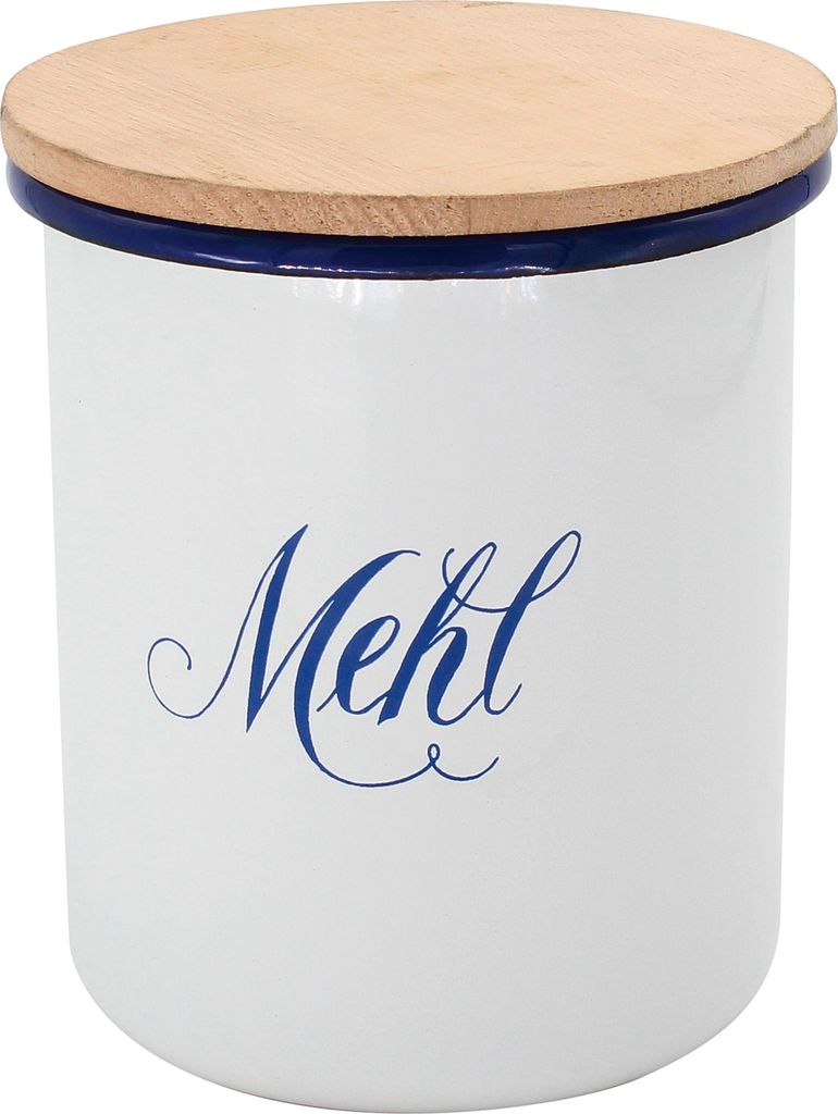 Krüger Dose Mehl 12cm emailliert, weiß/blau/natur Produktbild 
