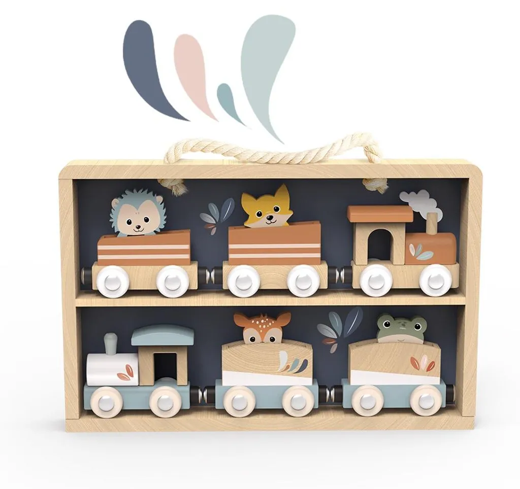 Train en bois magnétique animaux de la jungle boîte nomade Speedy Monkey