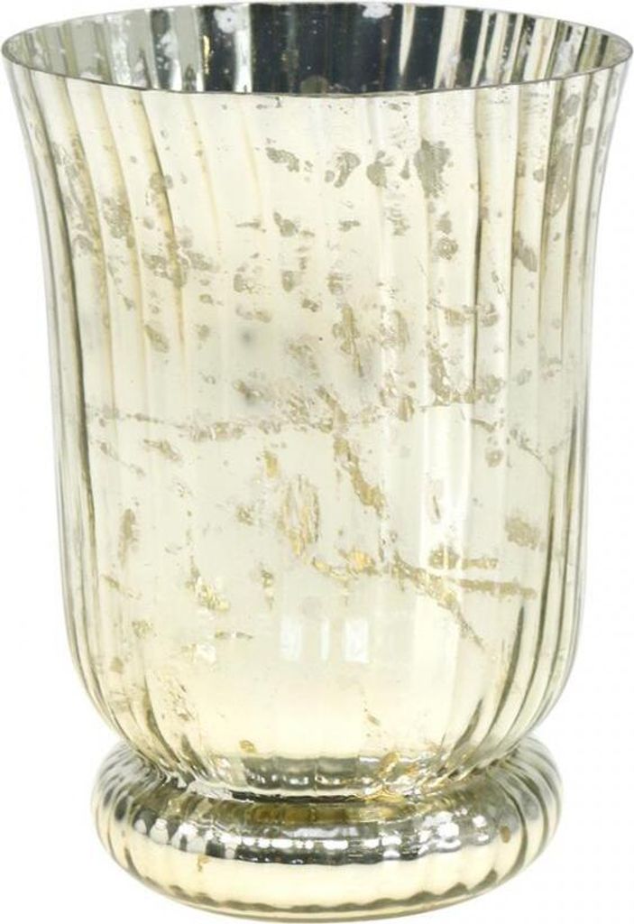 Elegantes Windlicht Glas Teelichthalter Vintage Ø11cm H14,5cm
