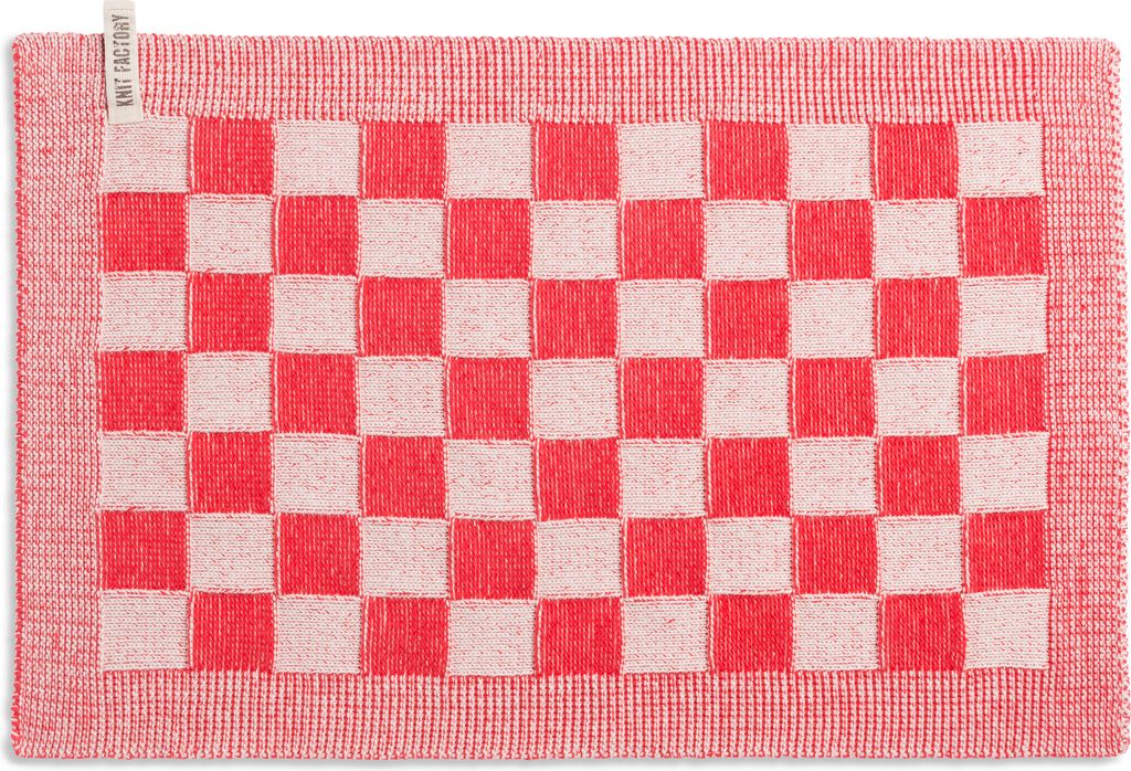 Knit Factory Tischset Block - Ecru/Rot - 50x30 cm