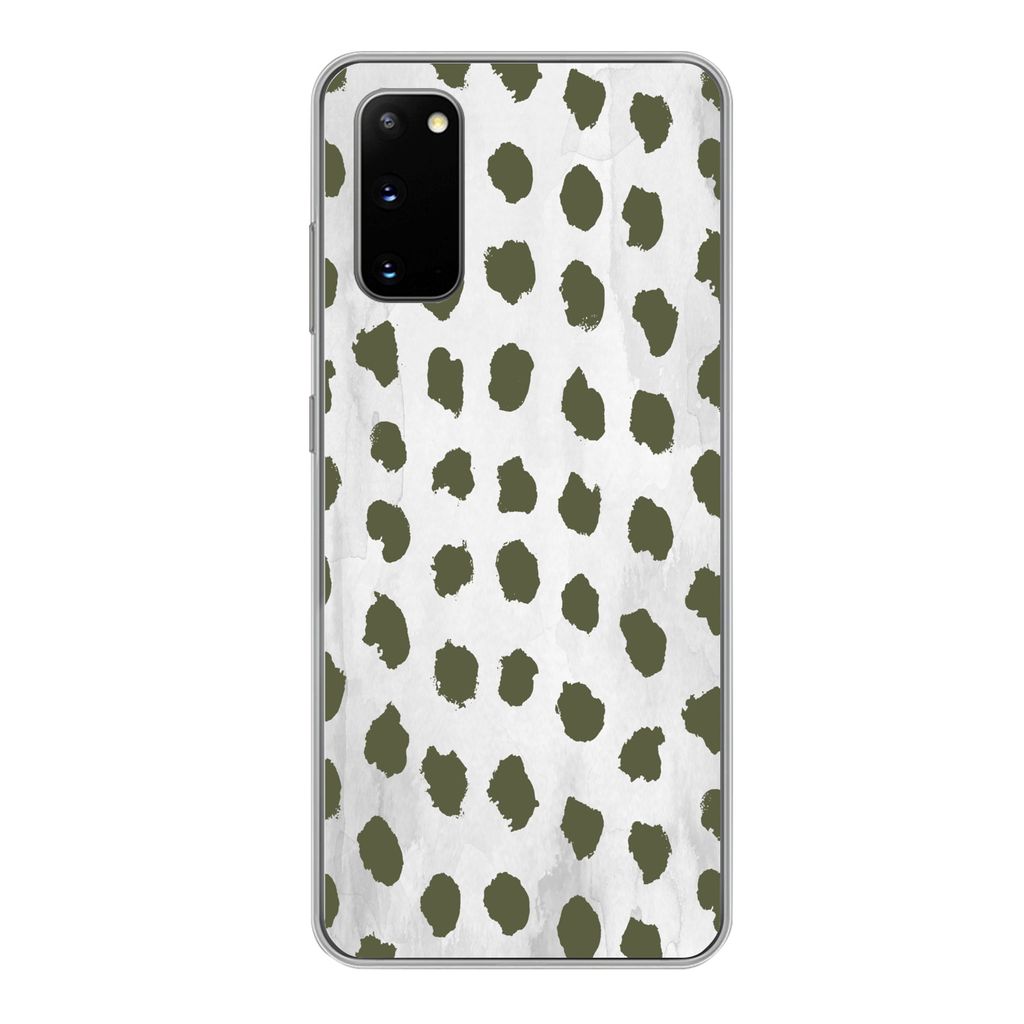 MuchoWow Handyhülle Schutzhülle Hülle für Samsung Galaxy S20 Marmor - Punkte - Grün Silikon Softcase Handy Hülle - Bild
