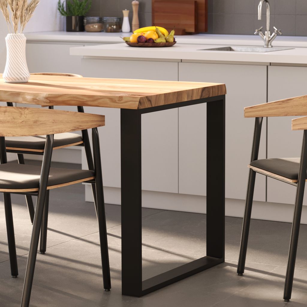 LAMO Manufaktur Esstisch Küchentisch Schreibtisch Couchtisch aus Massivholz, mit Baumkante 120x80x76 cm (AxBxH), Modern, Natur / Schwarz, LEB-01-A...