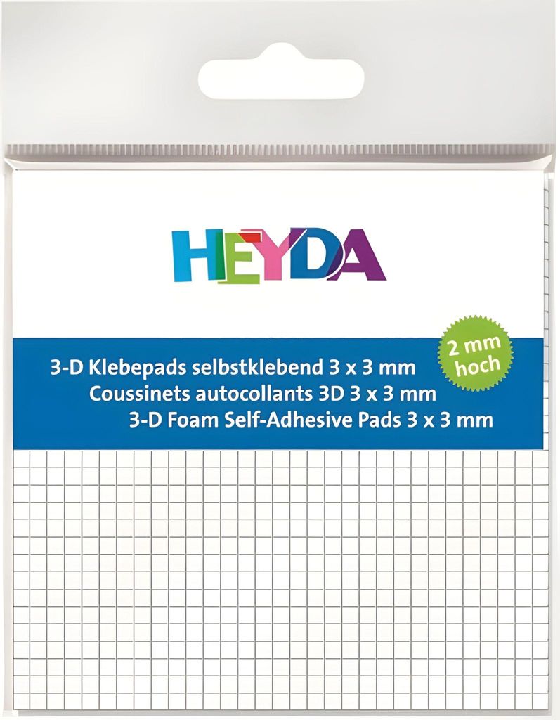 HEYDA 204889005 3D-Klebepads 3 x 3 x 2 mm weiss Produktbild 
