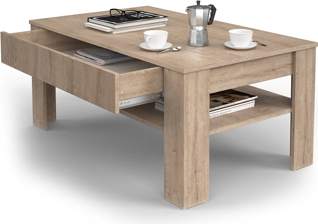 Table basse rectangulaire Vicco Milan Sonoma 92,2 cm meuble séjour