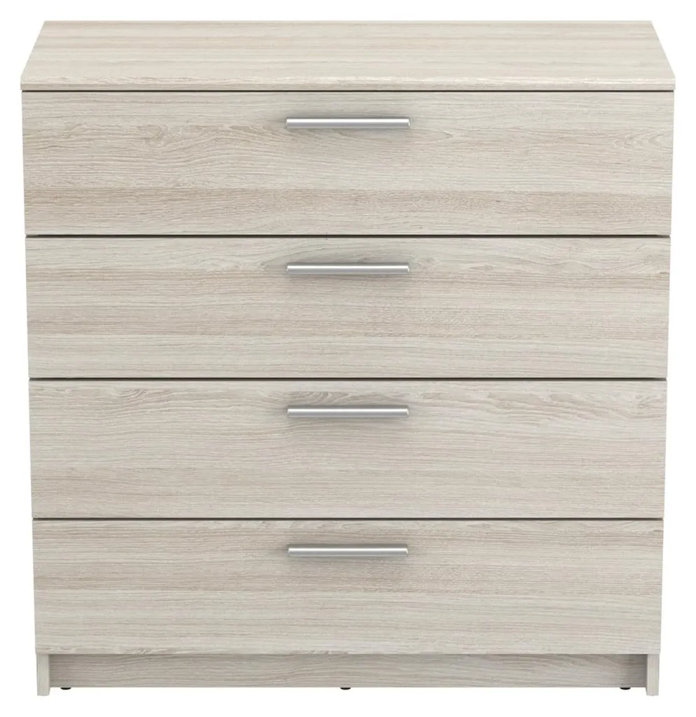 Petit Buffet 4 Tiroirs Style Scandinave Chêne Clair 80 cm CALICOSY