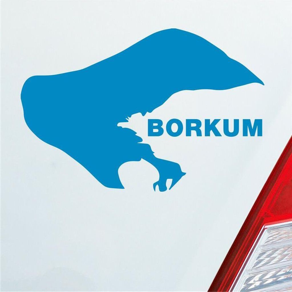 Auto Aufkleber Borkum Insel Deutschland Kontur Urlaub Spaß 10x7 cm Hellblau Sticker Heckscheibenaufkleber