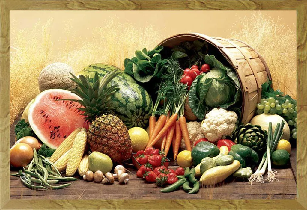 Poster Didattico Frutta e Verdura per Bambini - Cornice Shinsuke