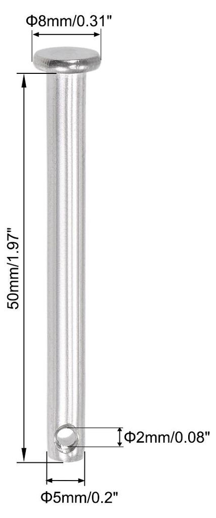 10 Stš¹ck Steckbolzen Splintstift Flachekopf Einloch Gabelkopfstifte Gelenkstift 5mm x 50mm aus Edelstahl 304