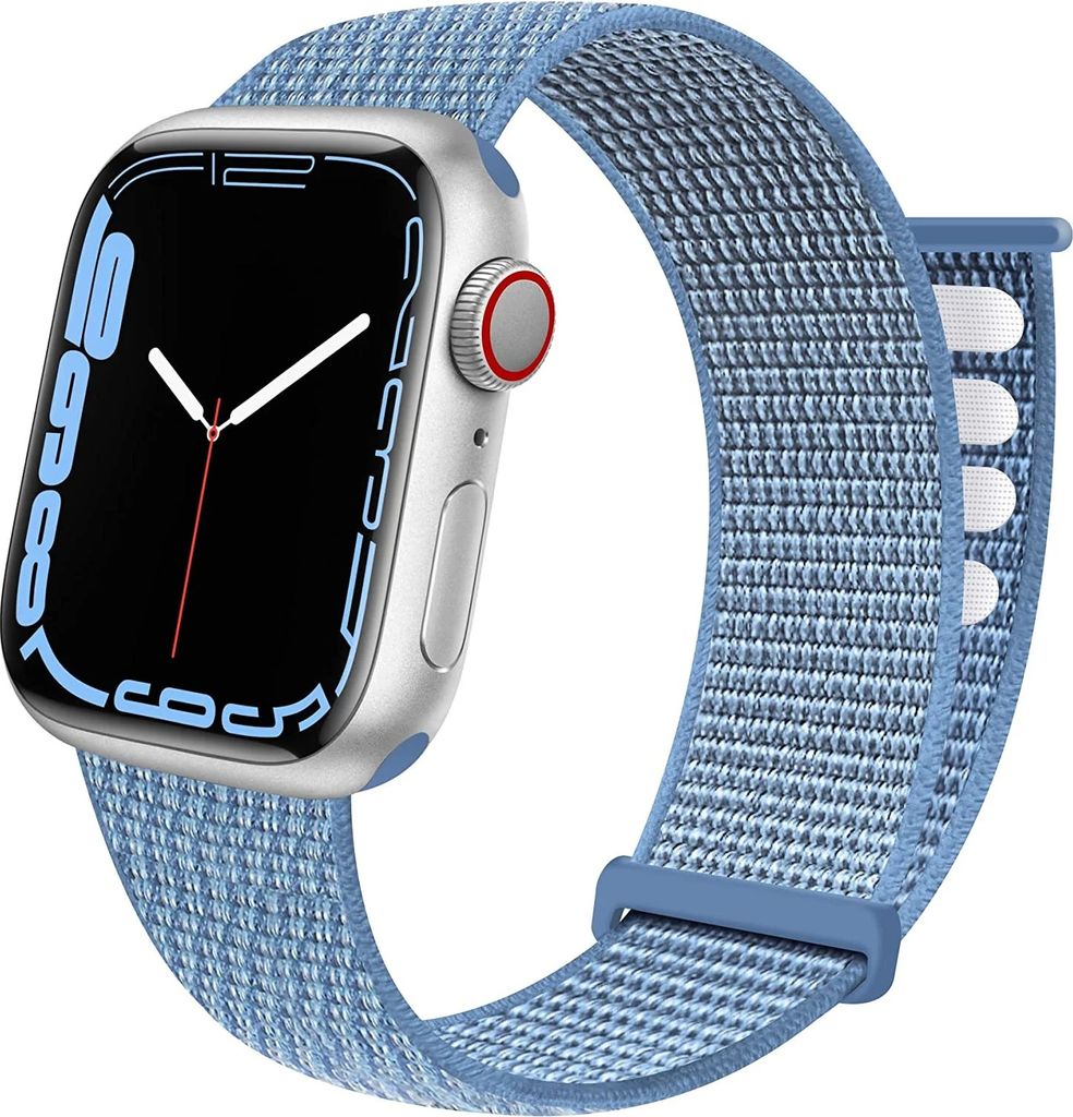 Strap-it Nylon-Schlaufenarmband - Passend für Apple Watch-Armbänder - Serie 1/2/3/4/5/6/7/8/9/10/11/SE/Ultra (2) - Blau - Größe: 44/45/46/49mm