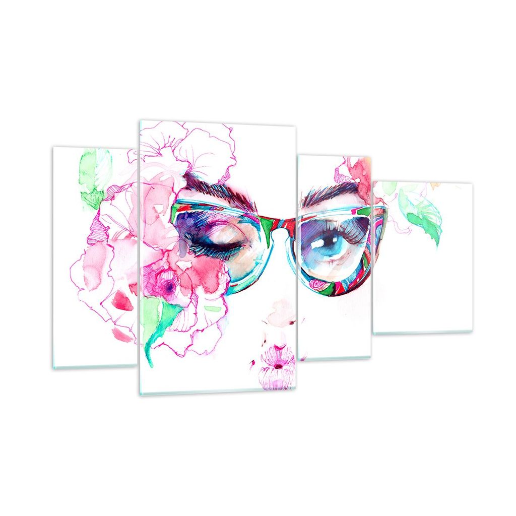 Bilder auf glas - Gläser Augapfel weiblich Farbe - 120x70cm - Glasbilder - Wandbilder - Kunstdruck - zum Aufhängen bereit - Wanddekoration aus Gl...