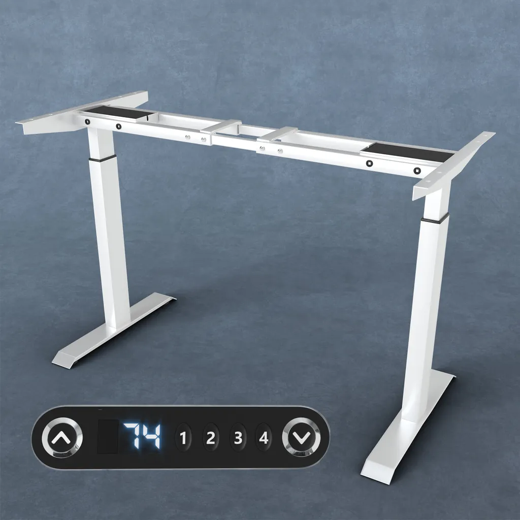Piètement de table motorisé pour bureau ergonomique assis-debout blanc