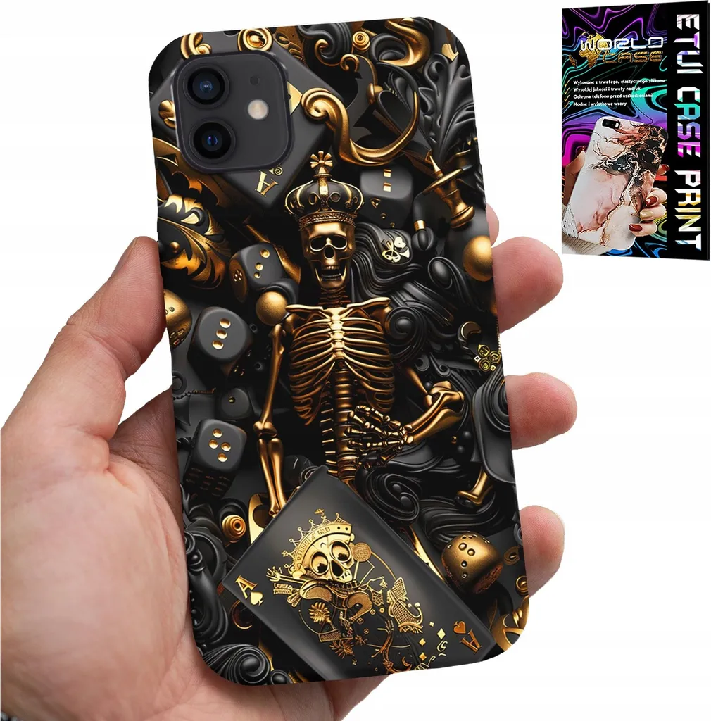 Cover iPhone 13 Mini Uomo Poker Design Re Asso Dadi + Vetro 9H
