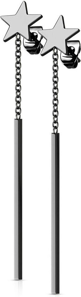 Lange Stab Ohrringe Stern Schwarz