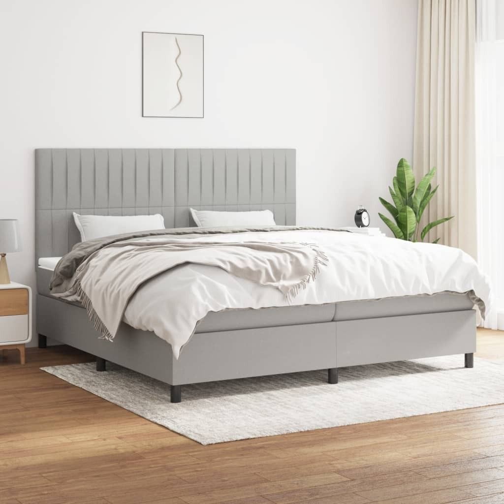 Maison Exclusive - Boxspringbett mit Matratze Hellgrau 200x200 cm Stoff