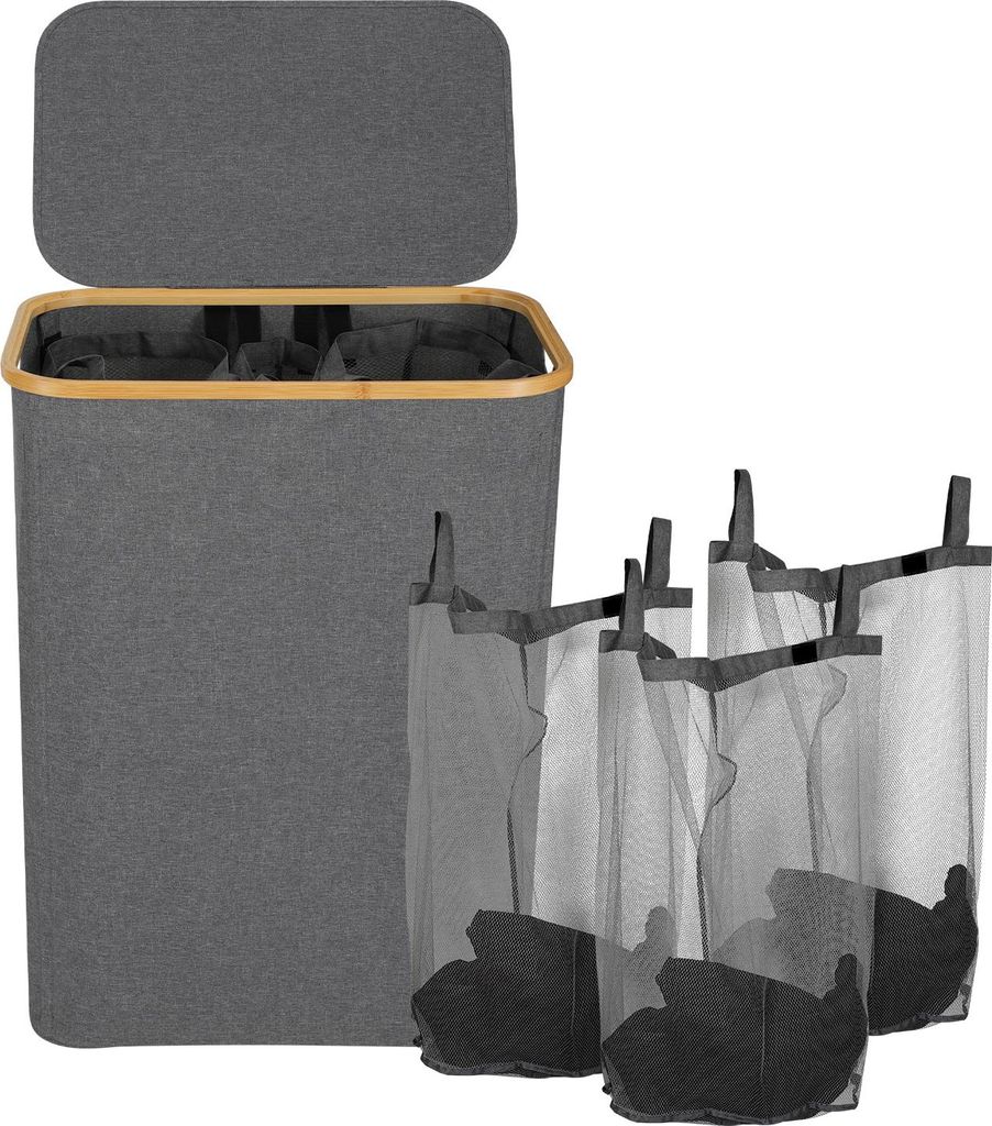 Faziango Wäschekorb mit Deckel, 160 L, herausnehmbarer Wäschesack
