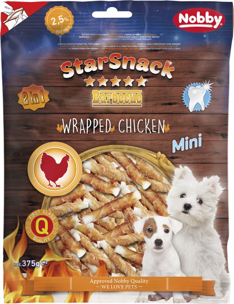 Nobby Starsnack Barbecue MINI Wrapped Chicken 375 g Produktbild 