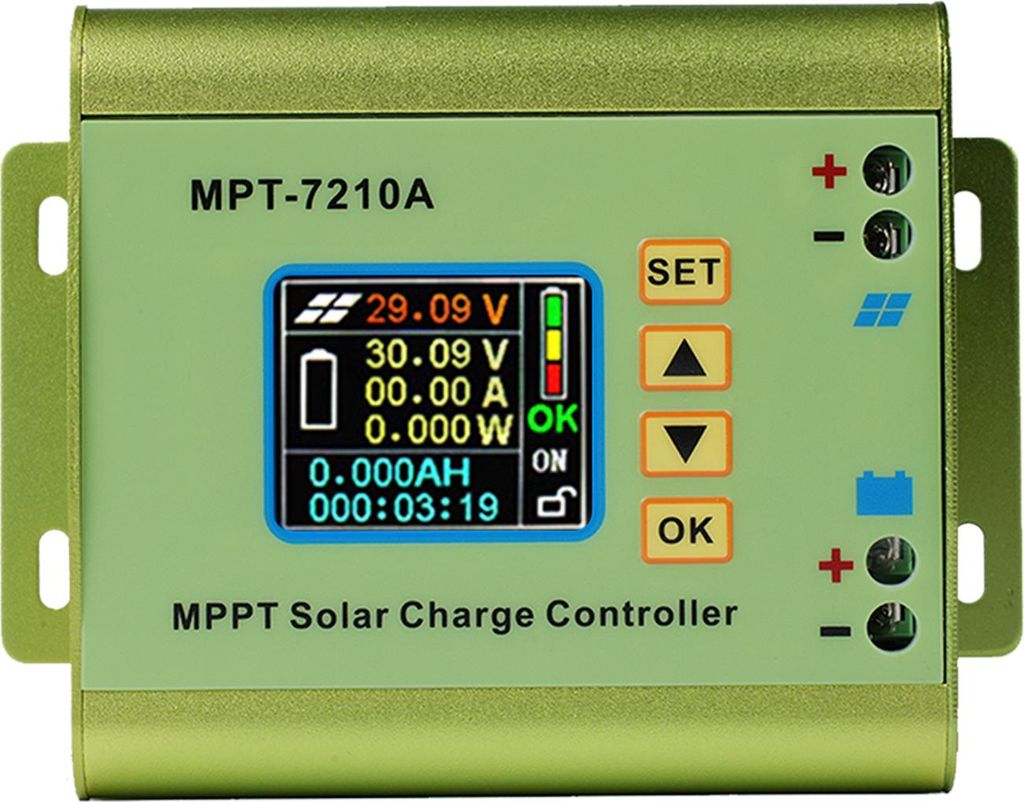 MPT-7210A MPPT Solar Laderegler mit Aluminiumgehäuse, LCD-Display – kompatibel mit 24V/36V/48V/60V/72V Lithium-Batterien