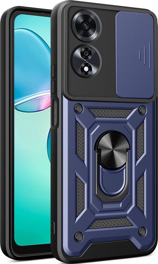 Hülle für Oppo A60 Magnetische Ring Ständer Halter Dia Kameraschutz TPU Bumper Silikon Schutzhülle Blau