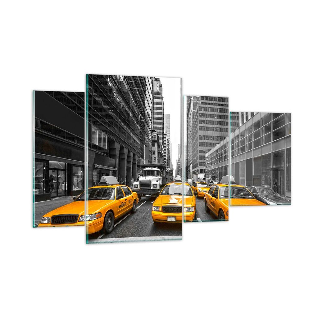 Bilder auf glas - Taxi Stadt Straße Transport - 120x70cm - Glasbilder - Wandbilder - Kunstdruck - zum Aufhängen bereit - Wanddekoration aus Glas ...