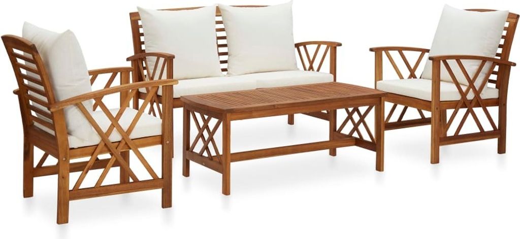 "2026 Promotion" 4-tlg. Garten-Lounge-Set - Sitzgruppe - mit Auflagen Massivholz Akazie - Gartenmöbelset CC3374