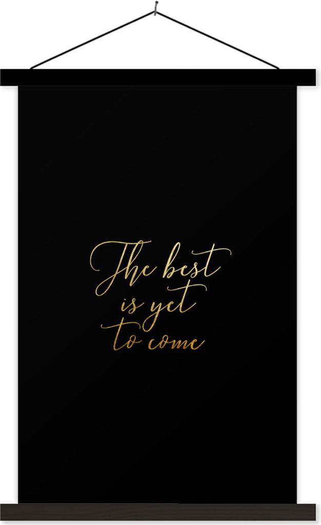 MuchoWow Textilposter Motivation - Gold - Buchstaben - Schwarz 60x90 cm mit schwarzem Rahmen - Poster Wohnzimmer