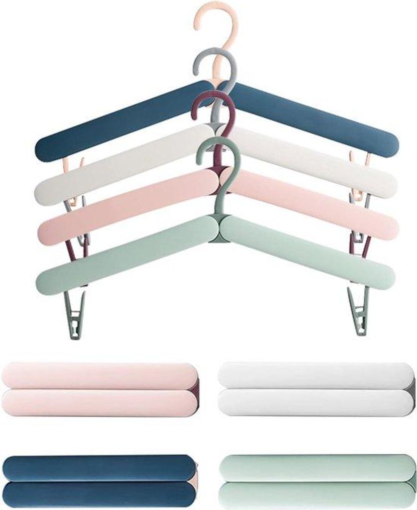 Reis- und Outdoor-Kleiderbügel-Set, 4-fach, compact, tragbar, faltsicher, mit Clips, für Reisen, Camping, Camper