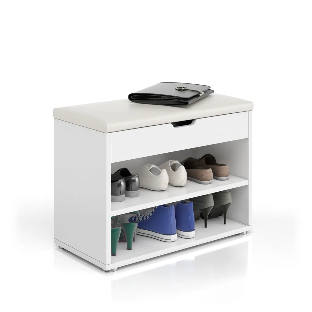 Panca per scarpe Vicco Rolfe, 60 x 45 cm, bianco - 12