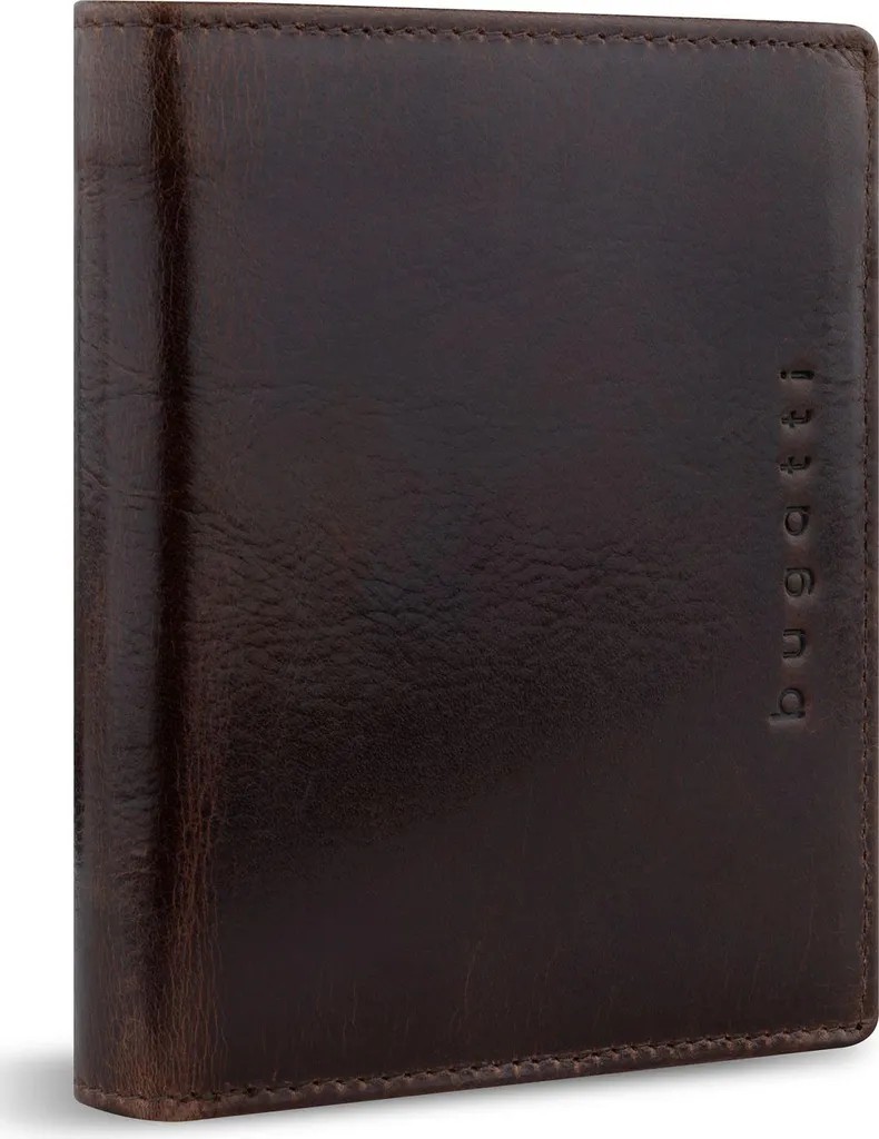 Bugatti Romano Portefeuille avec RFID Flap 10CC Cuir Marron Foncé Brillant