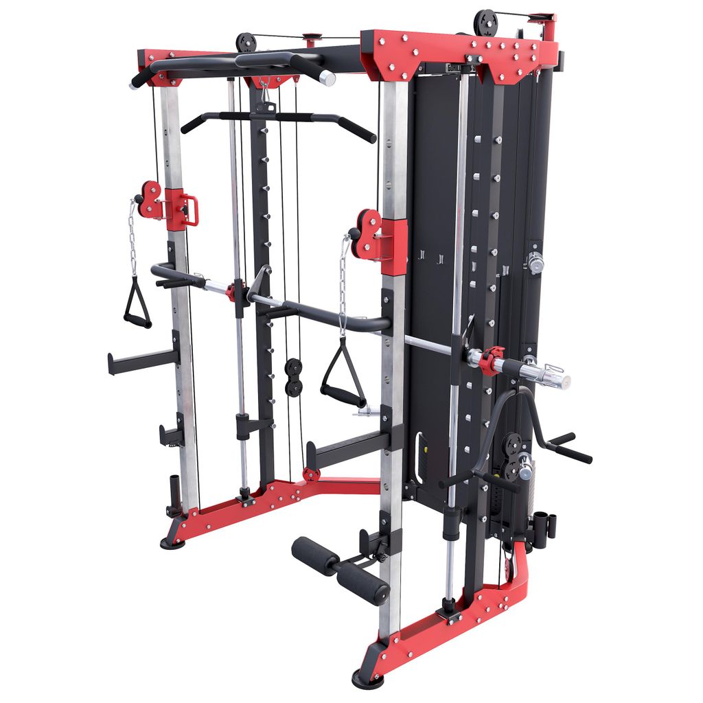 GORILLA SPORTS Power Rack - inkl. Olympia Langhantel, Dip-Station, Kabelzug, Klimmzugstange, Beincurler - Power Cage, Kraftstation, Multipresse, ...