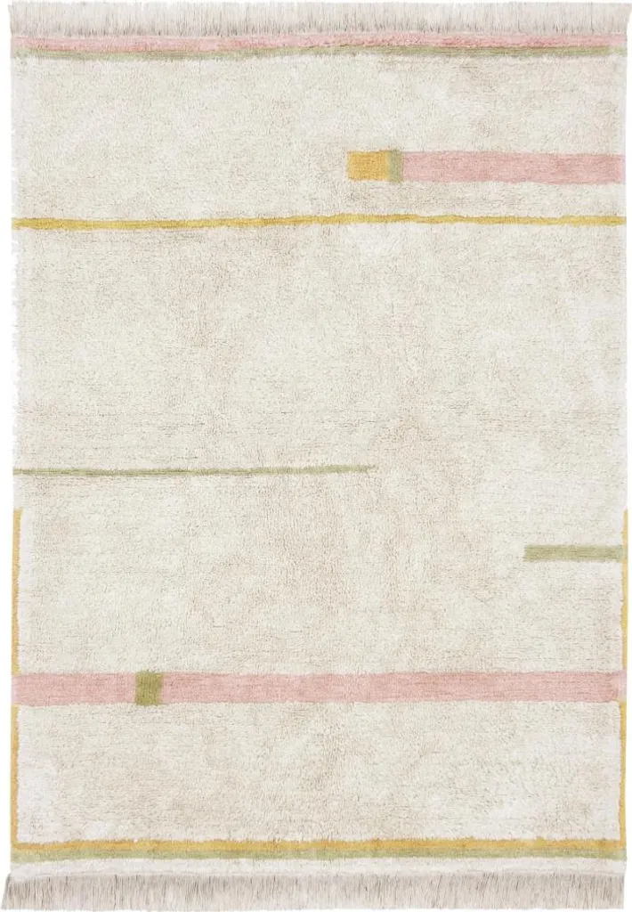 Tapis enfant antidérapant City Lanes Nude 90x130 cm facile à laver