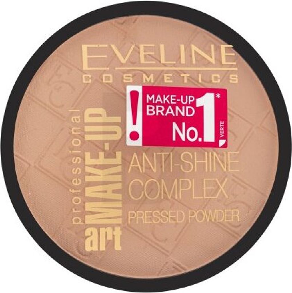 Eveline Make-Up Art Anti-Shine Complex Pressed Powder Puder für eine einheitliche und aufgehellte Gesichtshaut 32 Natural 14 g