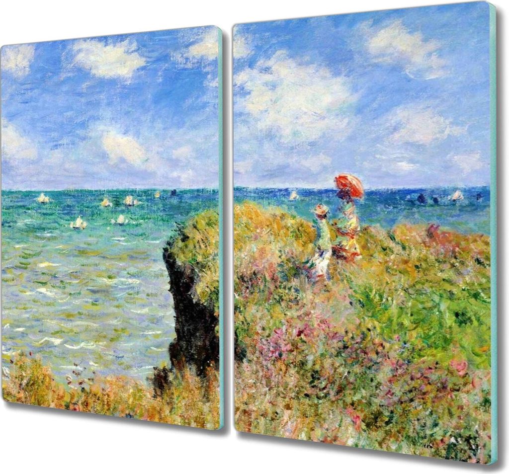 Coloray Küchenbrett Kochplattenabdeckung Hackbrett Schneidebrett Herdabdeckplatte 2x30x52 cm - Sea Cliff von Claude Monet