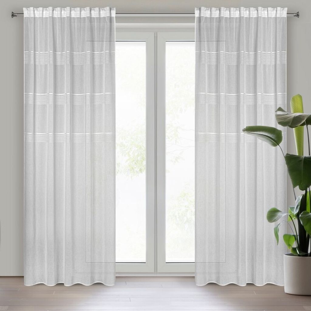 Gardine INES weiß 140x270 cm Kräuselband SZEL