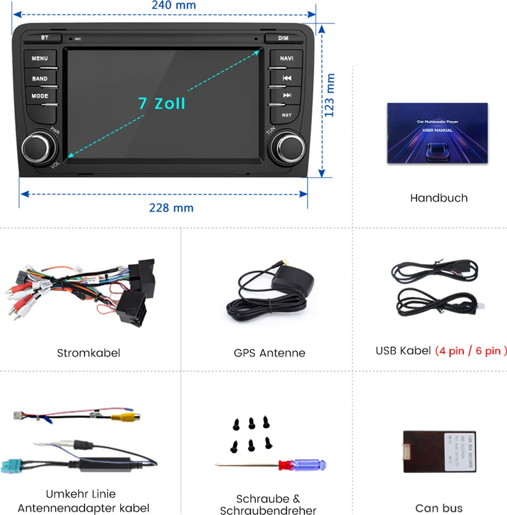 Autoradio Android 13 Audi A3 8P S3 RS3 2003-2012 Wireless CarPlay DAB+ - 14