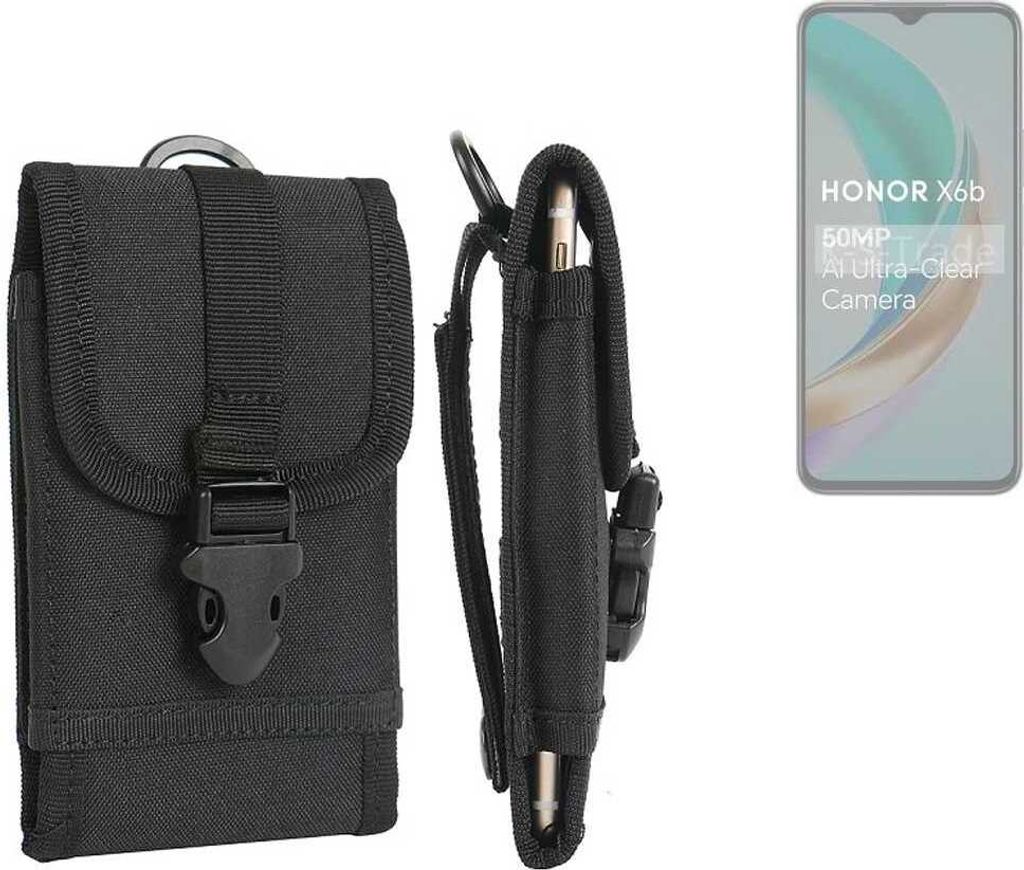K-S-Trade Holster Handy Hülle kompatibel mit Honor X6b Holster Handytasche Gürtel Tasche Schutz Hülle Robust Outdoor schwarz