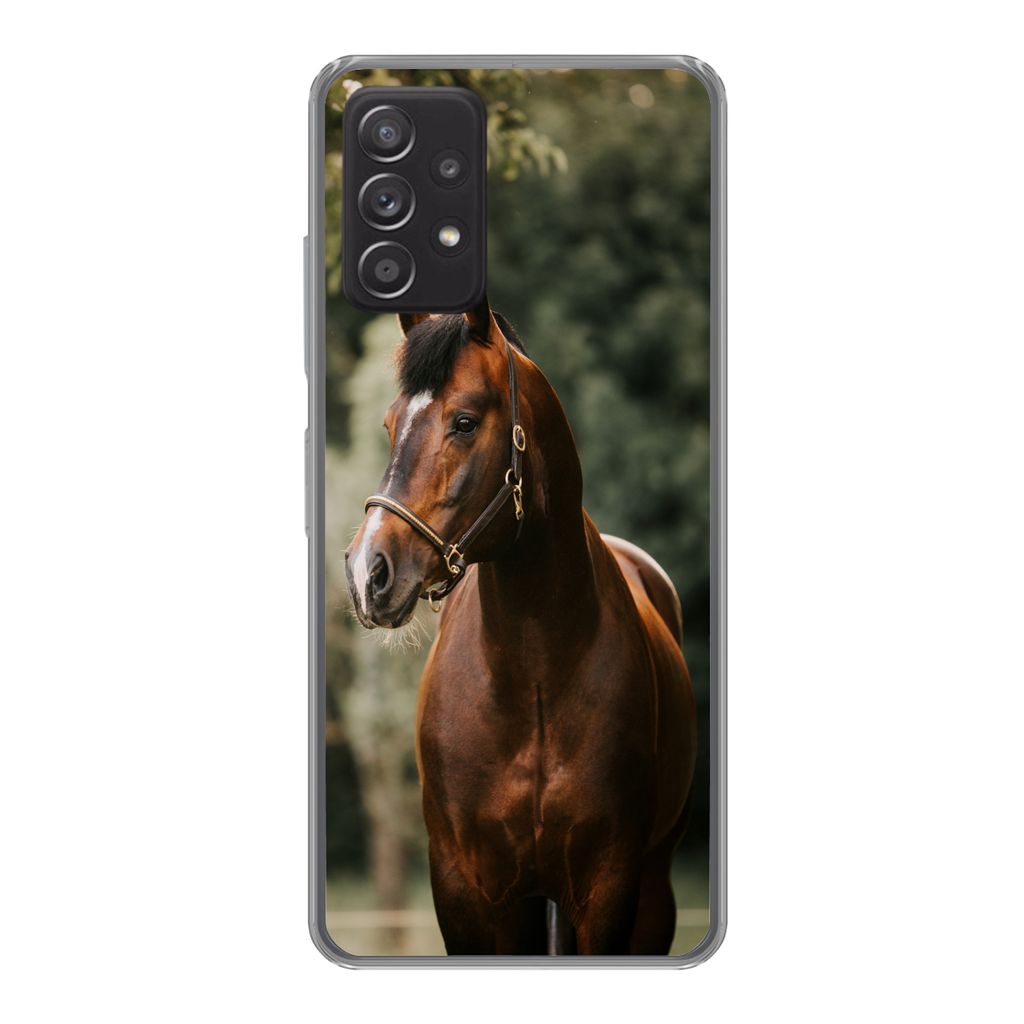 MuchoWow Handyhülle Schutzhülle Hülle für Samsung Galaxy A33 5G Pferd - Äste - Porträt Silikon Softcase Handy Hülle - Kartenhalter