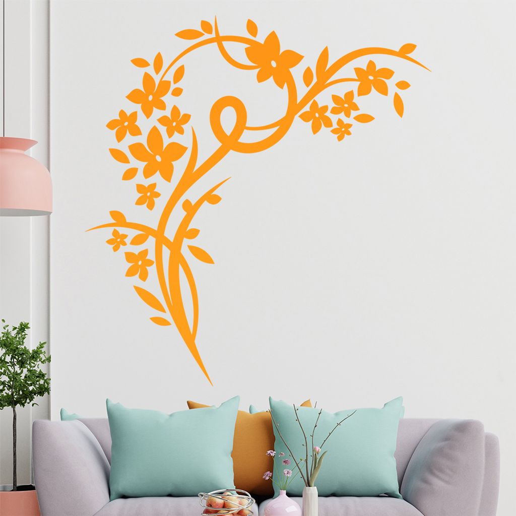 Schöne Blüten Ranke Wandtattoo in 6 Größen - Wandaufkleber Wall Sticker - Dekoration, Küche, Wohnzimmer, Schlafzimmer, Badezimmer